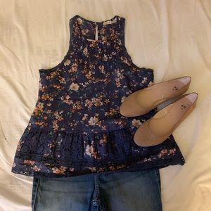 Hollister blue floral tank top size XS